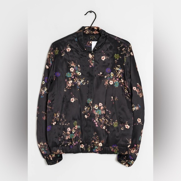 Massimo Dutti Jackets & Blazers - Massimo Dutti Black Floral Bomber Jacket